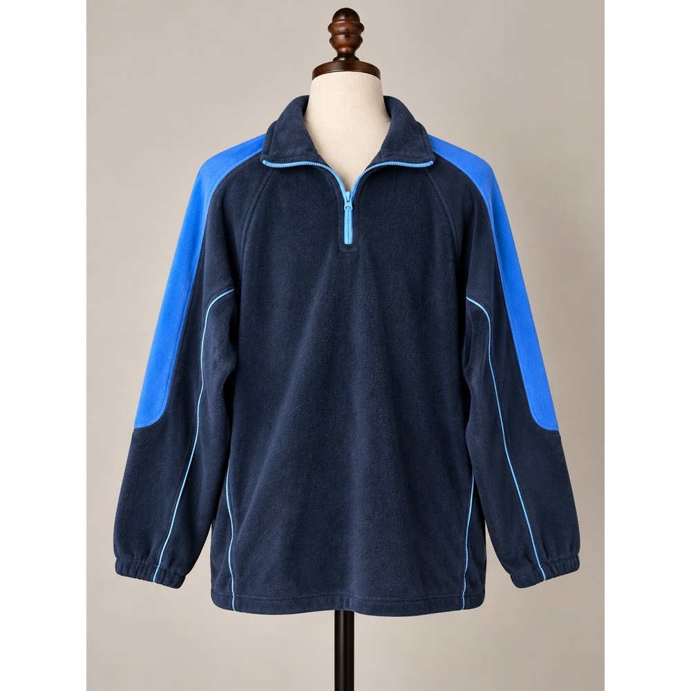 Vintage 90s Jerzees Fleece Quarter Zip Pullover Sweater Nav M Retro Activewear